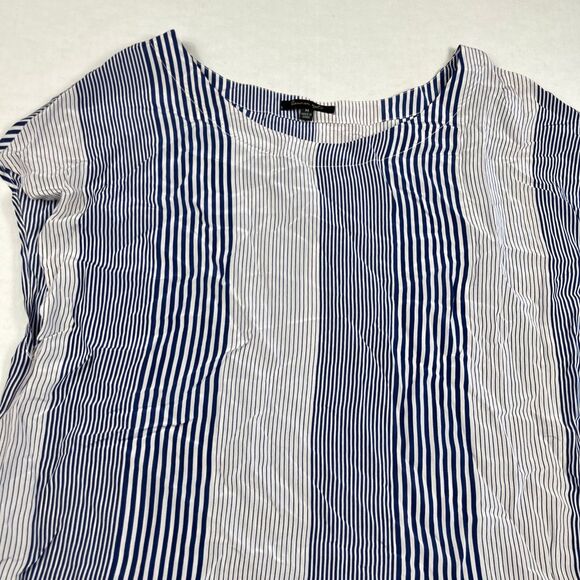 Lauren Gold Silk Blouse Striped Nautical Lightweight Top Short Sleeve Shirt S - Picture 3 of 10